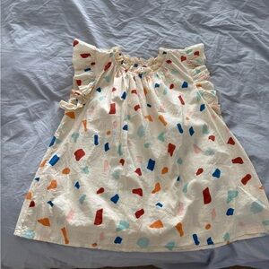 THML Ruffle Sleeve Top with Red and Blue Accents